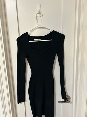 Abercrombie & Fitch Black Ribbed Long Sleeve Knit Dress